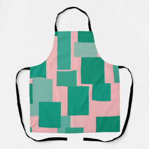 Teal Pink Color Block Pattern Modern Abstract  Apron