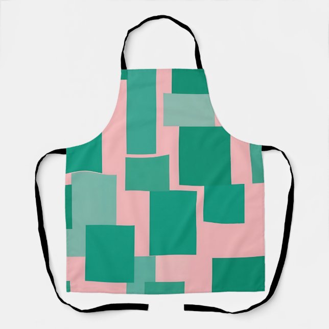 Teal Pink Color Block Pattern Modern Abstract  Apron (Front)
