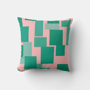 Teal Pink Color Block Pattern Modern Abstract Cushion