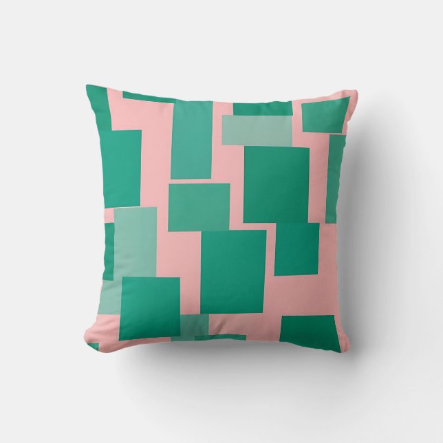 Teal Pink Color Block Pattern Modern Abstract  Cushion (Front)