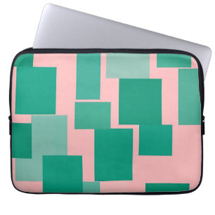 Teal Pink Color Block Pattern Modern Abstract Laptop Sleeve