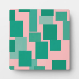 Teal Pink Color Block Pattern Modern Abstract  Plaque