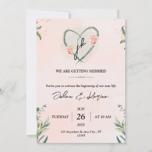 Teal Pink Elegant Floral Watercolor Invitation