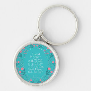 Teal & Pink Floral Jane Austen Pride and Prejudice Key Ring