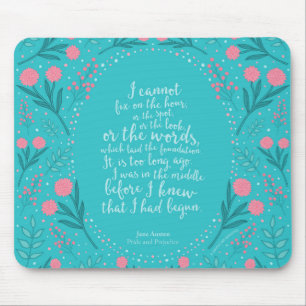 Teal & Pink Floral Jane Austen Pride and Prejudice Mouse Mat