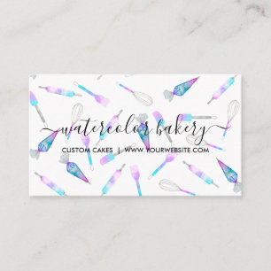 Teal Pink Glitz Bakery Chef Patisserie Business Card