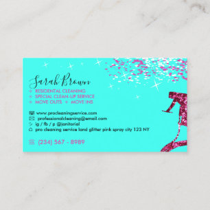 Teal Pink Maid Housekeeping Sparkle Cleaning Spray Business Card