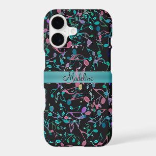 Teal Pink Music Notes Personalised iPhone 7 Case