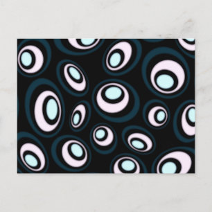 Teal & Pink Offset Retro Ovals Postcard