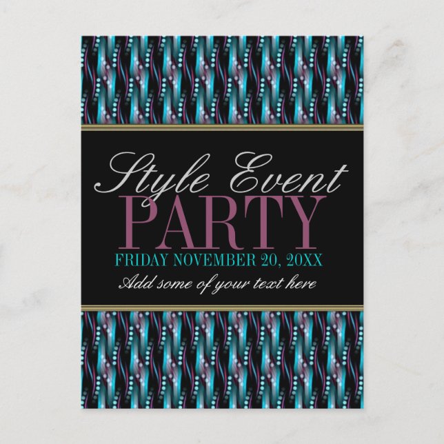 Teal Pink Pattern Office Party Invitation Cards (Front)