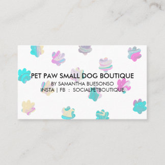 Teal pink paws boarding dogs pet grooming business card