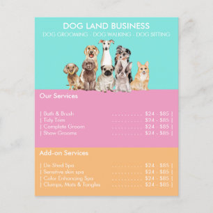 Teal Pink Price List for Dog Grooming Flyer