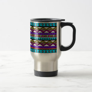 Teal Pink Purple Aztec Stylish Modern Travel Mug