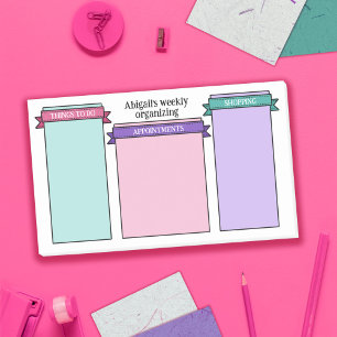 Teal Pink Purple Cute Ribbon Labels Your Week Post-it Notes