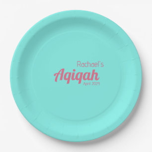 Teal Pink Solid Colour Plain, Aqiqah Baby Shower Paper Plate