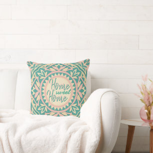 Teal & Pink Spring Garden  Cushion