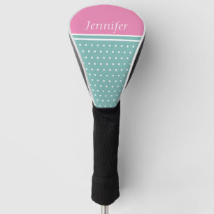 Teal Pink Womans Personalised  Golf Head Cover