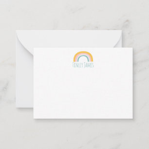 Teal Pink Yellow Rainbow Cute Simple Personalised Card