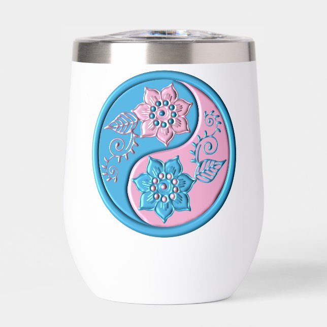 Teal & Pink Yin Yang water bottle (Front)