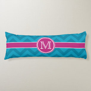 Teal & Pink Zig Zag Personalised Body Cushion