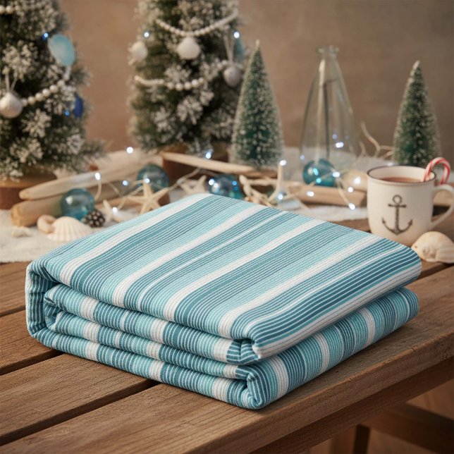 Teal Pinstripe Christmas Pattern#28 ID1009 Fleece Blanket (Creator Uploaded)