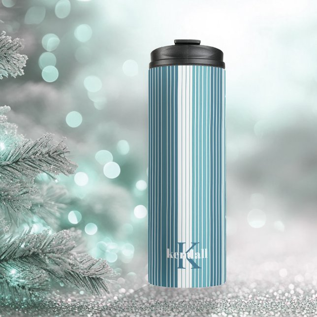 Teal Pinstripe Christmas Pattern#28 ID1009 Thermal Tumbler (Creator Uploaded)