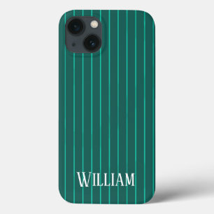 Teal pinstripes Case-Mate iPhone case