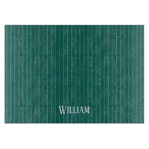 Teal pinstripes cutting board