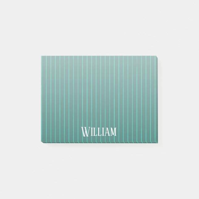 Teal pinstripes post-it notes (Front)