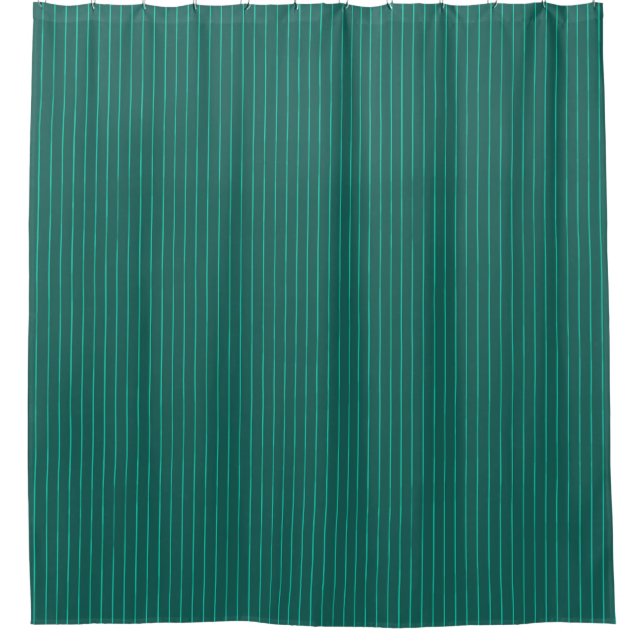 Teal pinstripes shower curtain (Front)
