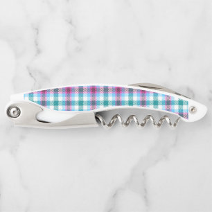 Teal plaid corkscrew