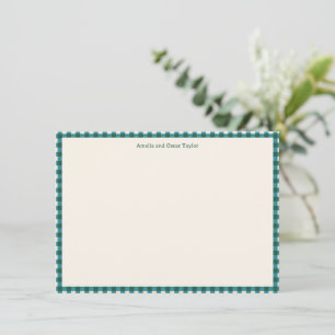 Teal Plaid Personalised Stationery Name Holiday Thank You Card