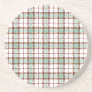 Teal Plaid Sandstone Coaster