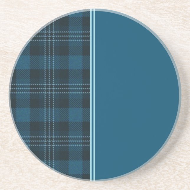 Teal Plaid Sandstone Coaster (Front)