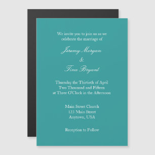 Teal Plain Simple Magnetic Wedding Invitation