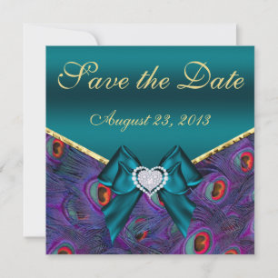 Teal Plum Peacock Save the Date