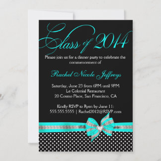 Teal Polka Dot 2014 Graduation Invitation