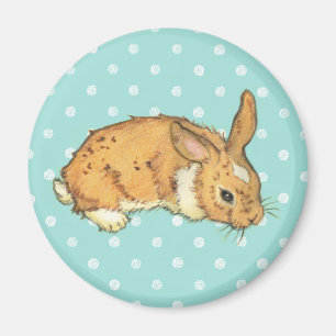 Teal Polka Dot bunny Magnet