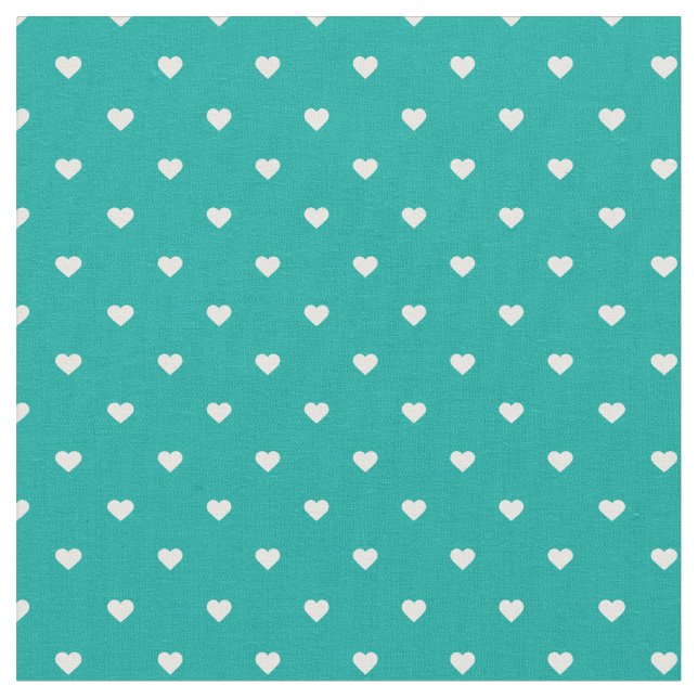 Teal Polka Dot Hearts Fabric (Close Up)