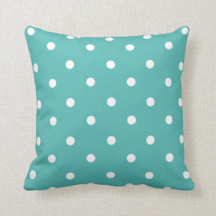 Teal Polka Dot Home Decor Throw Pillow