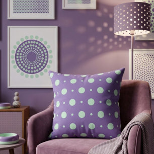Teal Polka Dot Throw Pillow – Retro Purple Vibes