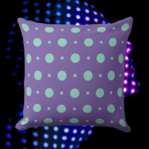 Teal Polka Dot Throw Pillow – Retro Purple Vibes