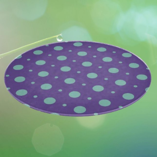 Teal Polka Dots on Purple Decorative Glass Cutting Board (Creator Uploaded)
