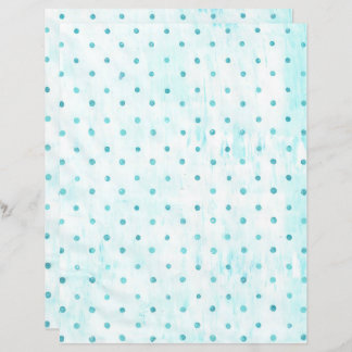 Teal Polka Dots on White Turquoise Scrapbook Paper
