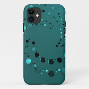 Teal polkadot swirl iPhone 11 case