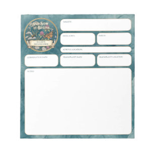 Teal Pollinator Garden Seed‑Sowing Record Notepad