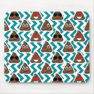Teal Poop Emoji Pattern Mouse Mat