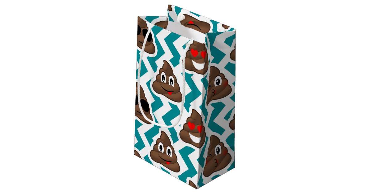 Teal Poop Emoji Pattern Small Gift Bag Zazzle