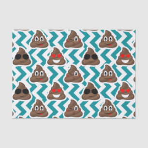 Teal Poop Emoji Pattern Tissue Paper