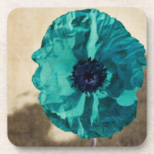 Teal Poppy Coaster Set